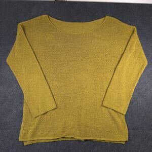 Chartreuse Sweater Femme Size Large Ribbon Knit Lightweight Casual Oversized